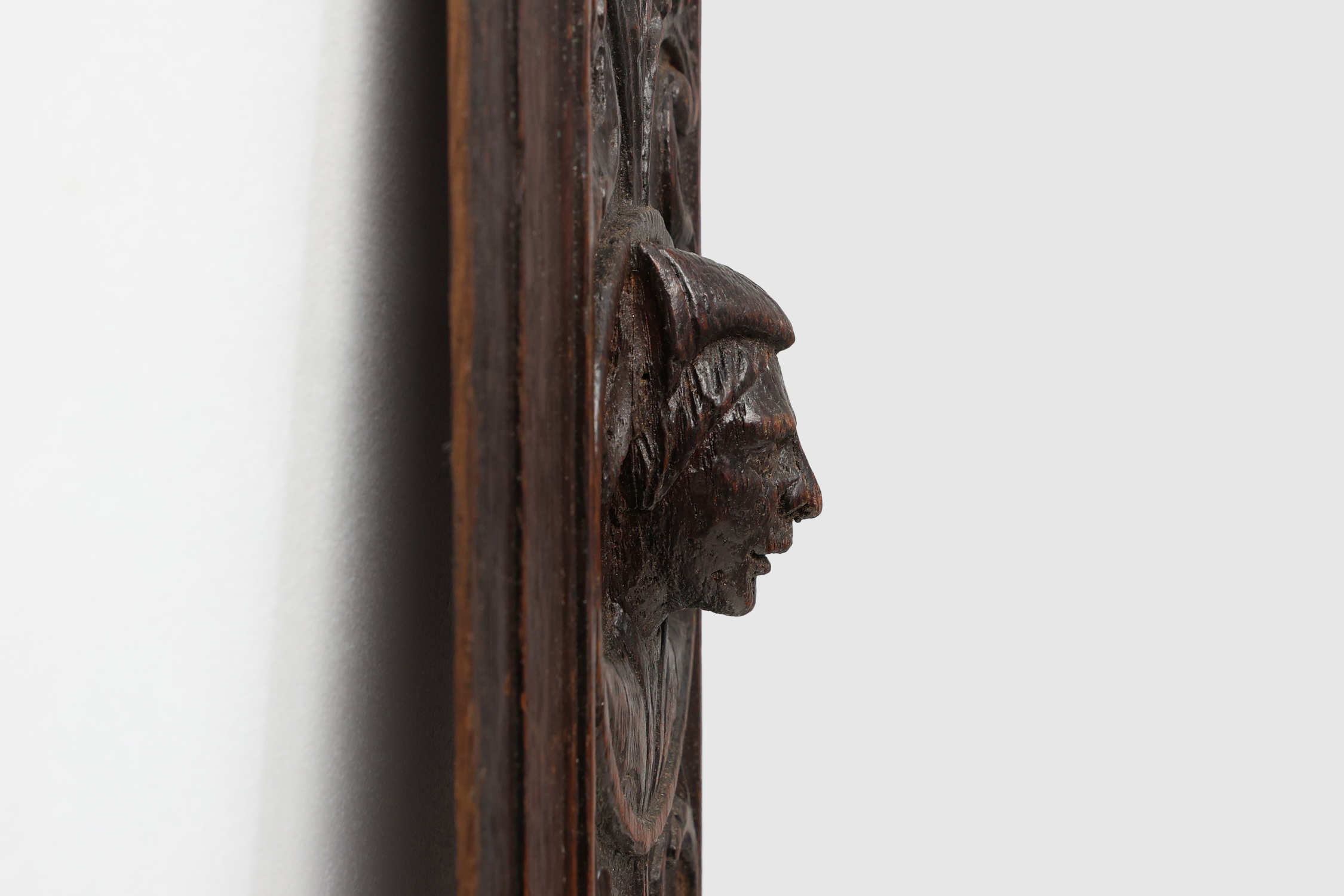 16th Century Flemish Renaissance Carved Oak Panel with Female Portrait Medallionthumbnail